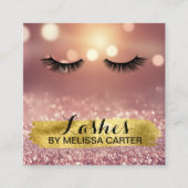 Bokeh Beauty Salon Make-up Artiest Lash Extensions Vierkante Visitekaartje (Voorkant)
