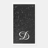 Bokeh Black Glitter Modern Calligraphy Monogram Servet (Voorkant)