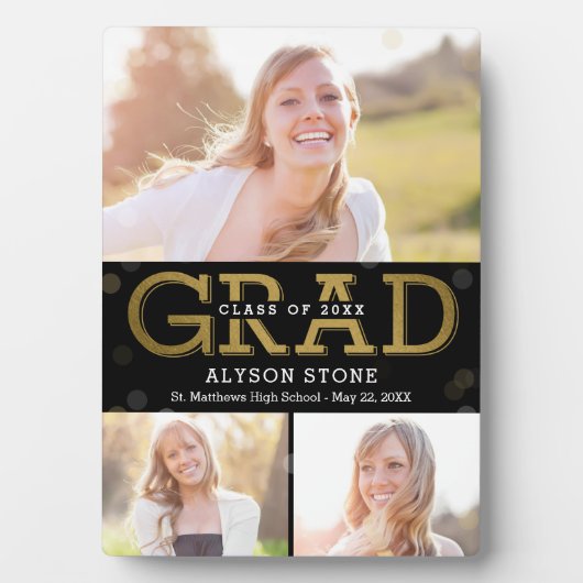 Bokeh Collage ÉDITABLE Plaque de graduation de cou (Devant)