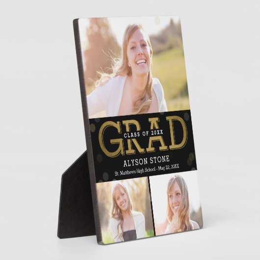 Bokeh Collage ÉDITABLE Plaque de graduation de cou (Côté)