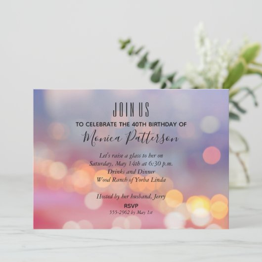 Bokeh coloré Invitations de fête d'anniversaire (Debout devant)