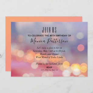 Bokeh coloré Invitations de fête d'anniversaire