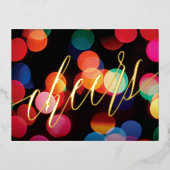 Bokeh Colorful Cheers Gold Foil Invitation de vaca (Recto)