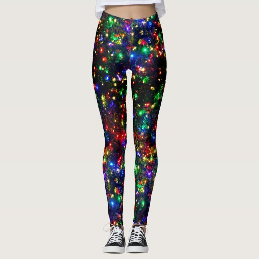 Bokeh Colorful Lights Festive Fun kerstlampjes Leggings (Voorkant)