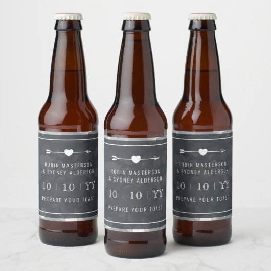 Bokeh | De datum opslaan | Bierlabel | Zilver Bier Etiket (Flessen)