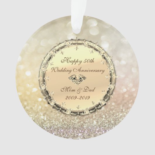 Bokeh, Diamonds 50th Wedding Jubileum Ornament (voorkant)