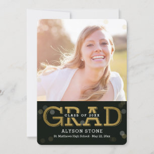Bokeh Editable Color Photo Graduation Invitation