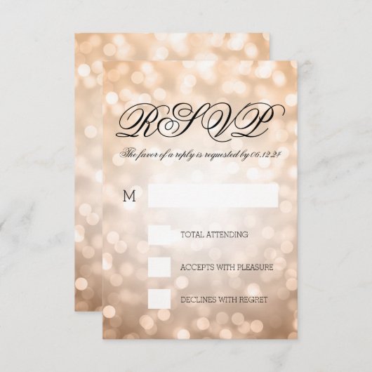 Bokeh en cuivre éclaire un mariage élégant RSVP (Devant / Derrière)