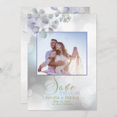 Bokeh en Lila Munt Eucalyptus Save the Date Kaart (Voorkant / Achterkant)