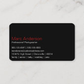 Bokeh et carte de visite D16 de photographe de (Dos)