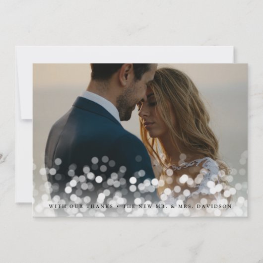 Bokeh Flare Trouwfoto Dank u kaart (Voorkant)