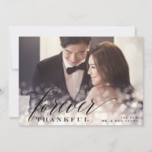 Bokeh Flare Trouwfoto Dank u kaart (Voorkant)