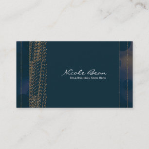 Bokeh Glam Blauwe & Gouden Chic Visitekaartjes