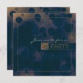 Bokeh Glam Blue & Gold FEest Uitnodigingen (Voorkant / Achterkant)