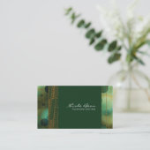 Bokeh Glam Green & Gold Chic Cartes de visite (Debout devant)