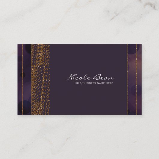 Bokeh Glam Purple & Gold Chic Cartes de visite (Devant)