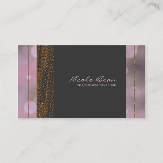 Bokeh Glam rose Grey & Gold Chic Cartes de visite (Devant)