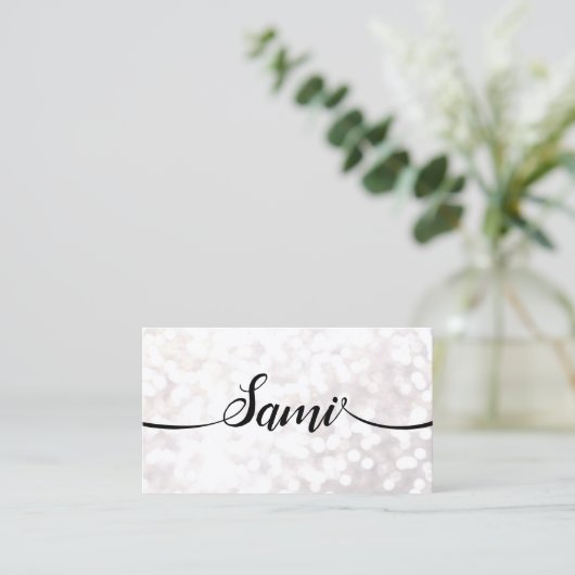 Bokeh Glitter Calligraphy Font Networking card Visitekaartje (Staand voorkant)