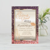 Bokeh, Glitter Graduation Cap, Glass Afstuderen Kaart (Staand voorkant)