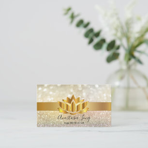 Bokeh Gold, Lotus Flower Yoga Instructor Business Visitekaartje