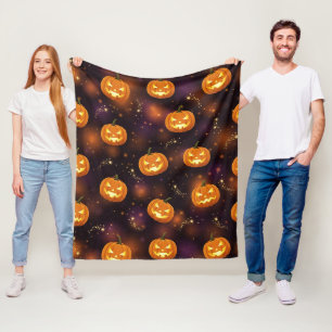 Bokeh Halloween Glowende Jack-O'-Lantern (4) Fleece Deken