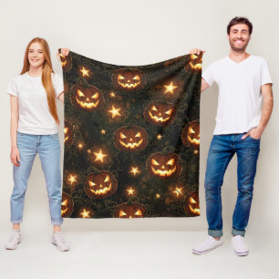 Bokeh Halloween Naadloos Gloeiende Jack-O'-Lanta Fleece Deken
