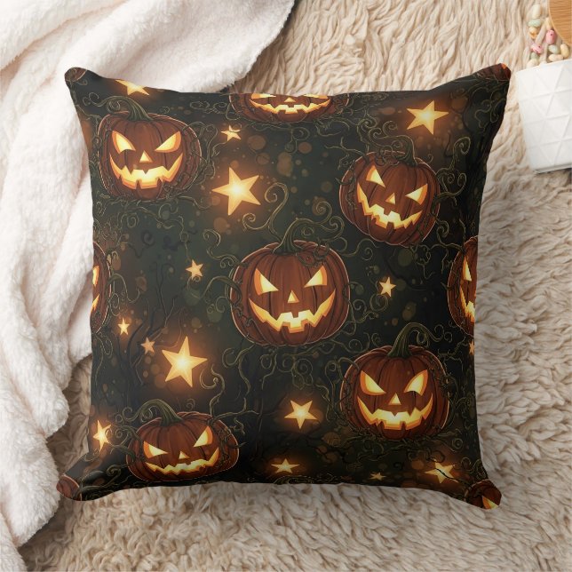 Bokeh Halloween Seamless | Glowing Jack-O’ Lantern Kussen (Deken)
