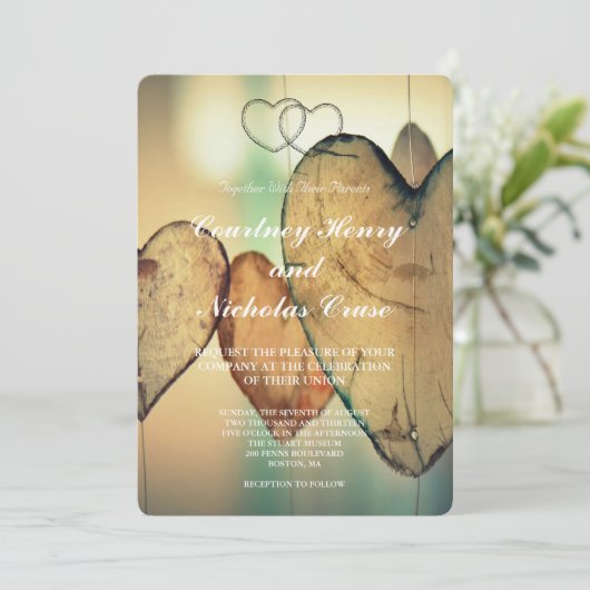 Bokeh Hearts bruiloft uitnodigingen (Staand voorkant)