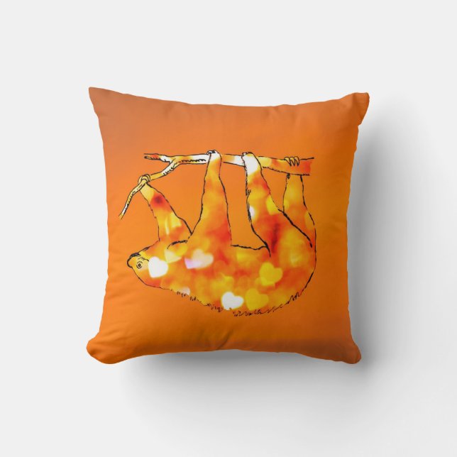 Bokeh Hearts Sloth Kussen (Voorkant)