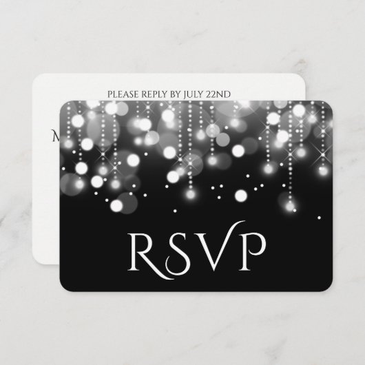 Bokeh Lights Black en White RSVP (Voorkant / Achterkant)