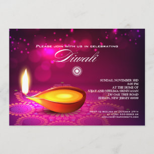 Bokeh Lights Diwali Lamp Party Kaart