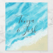 Bokeh Lights Modern Beach Wedding Wijn Etiket (Enkel label)