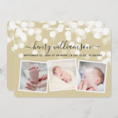 Bokeh Lights moderne 3 Faire-part de naissance pho (Devant / Derrière)