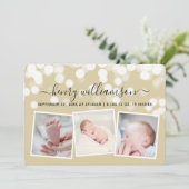 Bokeh Lights moderne 3 Faire-part de naissance pho (Debout devant)