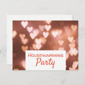Bokeh Lights, Roze Heart Housewarming Party Invite Uitnodiging Briefkaart (Voorkant / Achterkant)