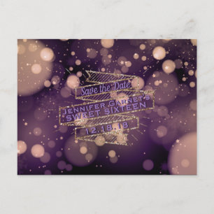 Bokeh Lights Save the Date Elegant Birthday Party Aankondigingskaart