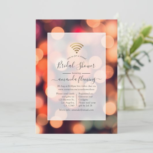 Bokeh Lights - Uitnodiging voor virtuele douches (Staand voorkant)