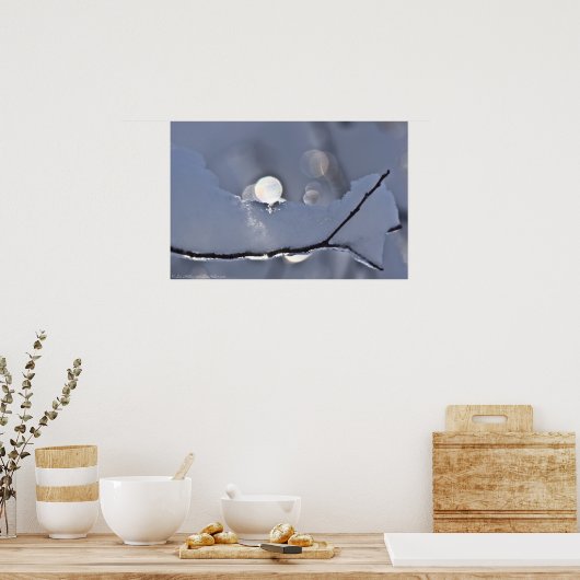 Bokeh Moon Rise Over Snow Ice Winter Poster (Keuken)