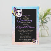 Bokeh Ombre Tiara, Masquerade Quinceañera Kaart (Staand voorkant)