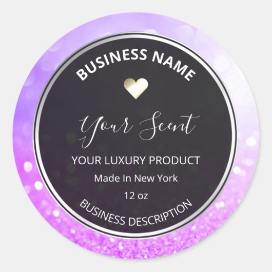 Bokeh Paars Blue Silver Glitter Soy Candle Labels (Voorkant)