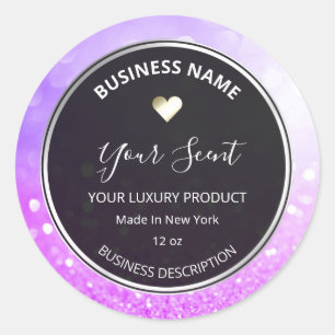 Bokeh Paars Blue Silver Glitter Soy Candle Labels