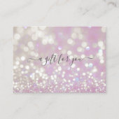 Bokeh Pastel Paarse Script Font Cadeaubon Visitekaartje (Voorkant)