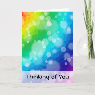 Bokeh Rainbow Pattern Thinking of You Card Kaart