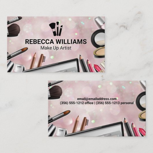 Bokeh roze achtergrond | Make-upborstels Visitekaartje (Voorkant / Achterkant)