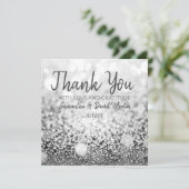 Bokeh Silver Glitter Wedding Bedankt Kaart (Staand voorkant)