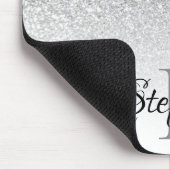 Bokeh Silver Gray Glitter White Ombre Monogram Muismat (Hoek)
