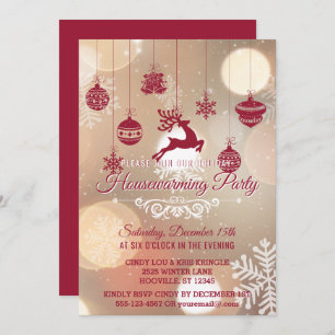 Bokeh Snowflakes Winter Holiday Housewarming Party Kaart
