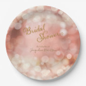Bokeh Sparkle Twinkle Licht Pastel Pink Bridal Papieren Bordje (Voorkant)