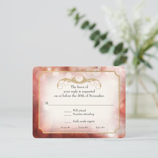 Bokeh Sparkle Twinkle Marsala RSVP (Debout devant)