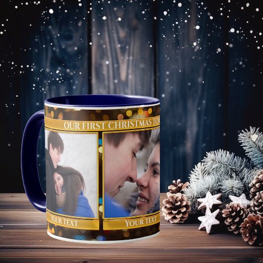 Bokeh Sparkling Lights 3 Photos Christmas Mug